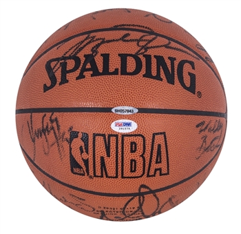1997-98 Chicago Bulls Team Signed Offical NBA Bulls Game Basketball with 18 Signatures Including Michael Jordan, Scottie Pippen, Phil Jackson, Dennis Rodman & Kerr (UDA & PSA/DNA)